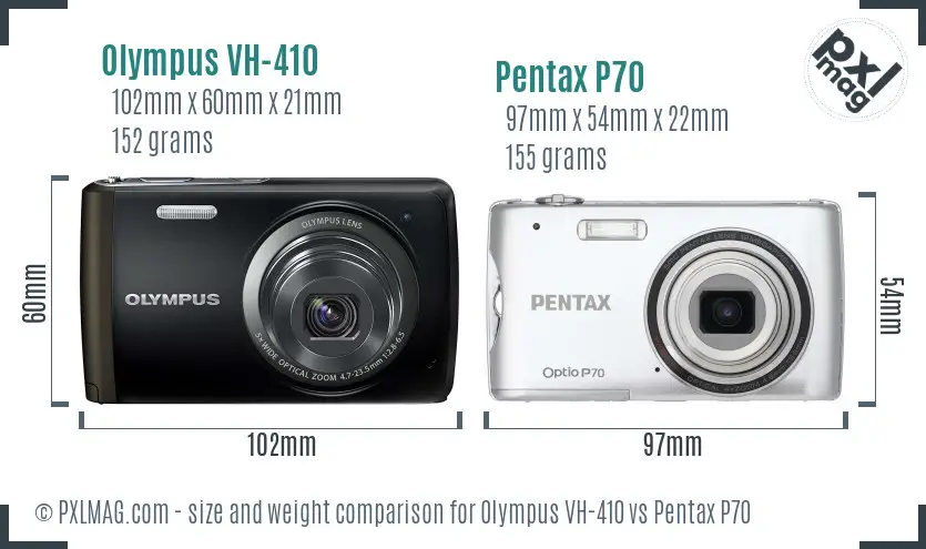 Olympus VH-410 vs Pentax P70 size comparison