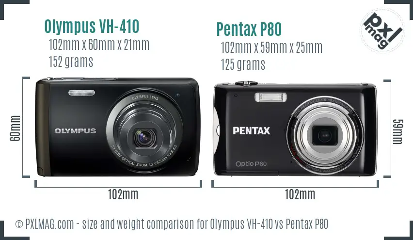 Olympus VH-410 vs Pentax P80 size comparison