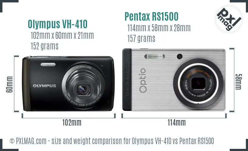 Olympus VH-410 vs Pentax RS1500 size comparison