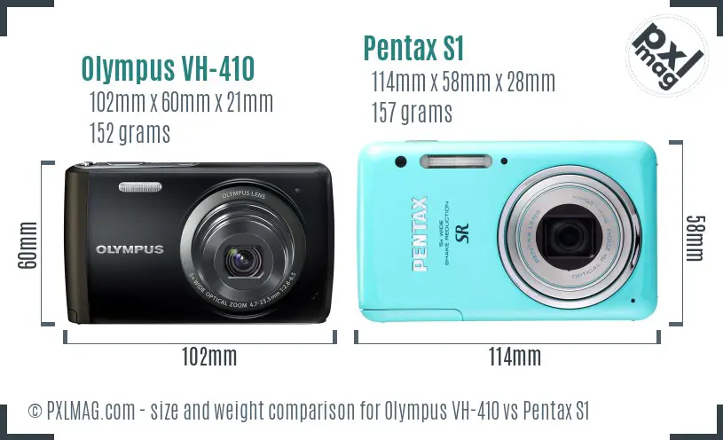 Olympus VH-410 vs Pentax S1 size comparison