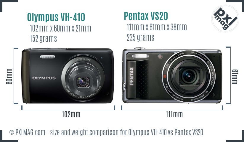 Olympus VH-410 vs Pentax VS20 size comparison