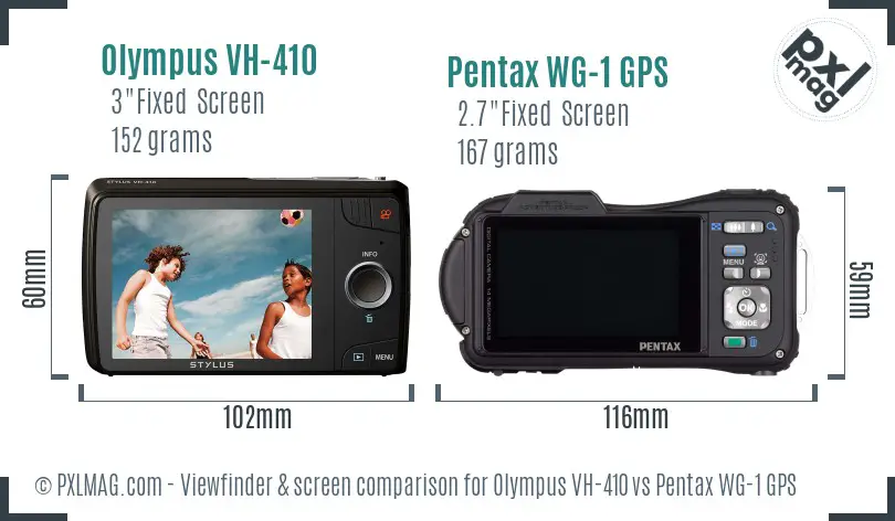 Olympus VH-410 vs Pentax WG-1 GPS Screen and Viewfinder comparison