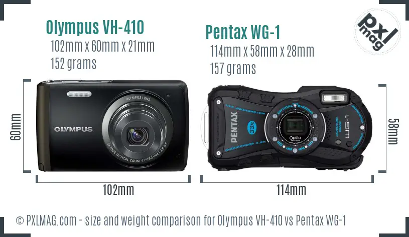 Olympus VH-410 vs Pentax WG-1 size comparison