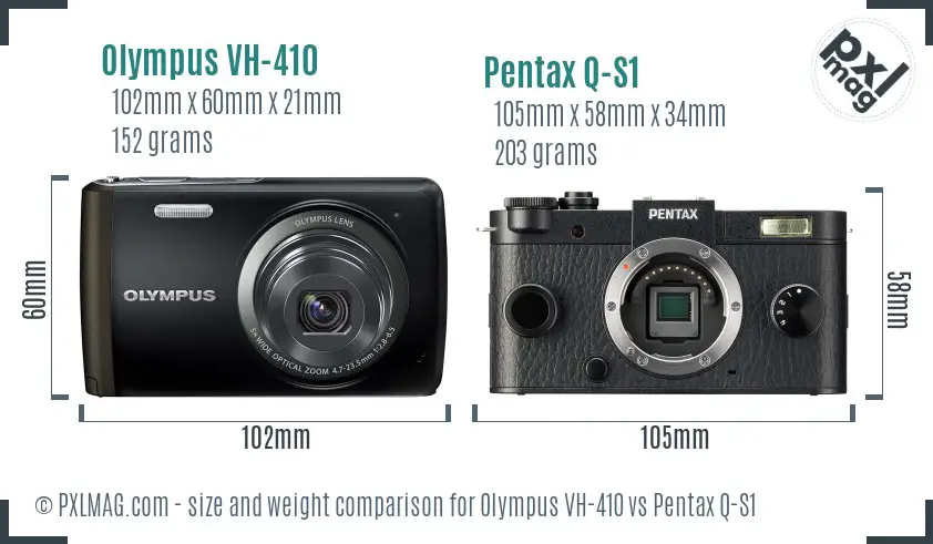 Olympus VH-410 vs Pentax Q-S1 size comparison