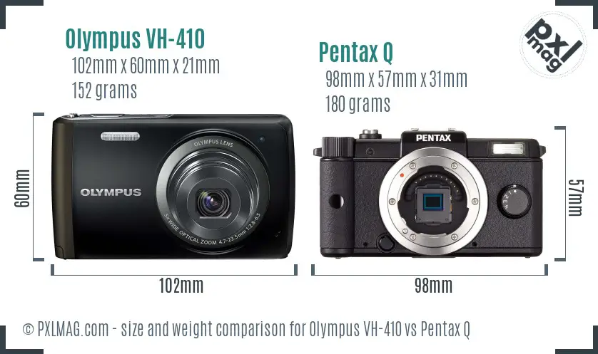 Olympus VH-410 vs Pentax Q size comparison