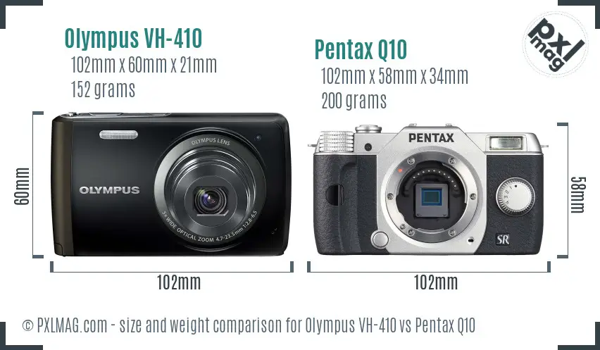 Olympus VH-410 vs Pentax Q10 size comparison