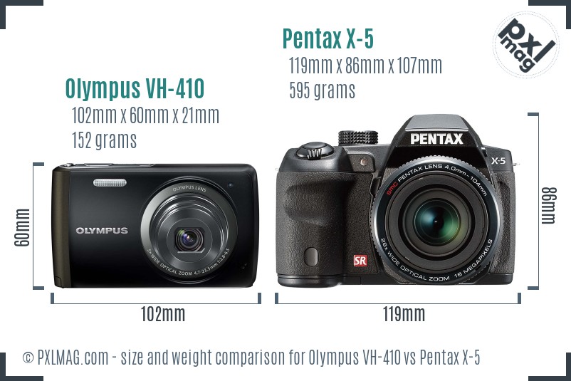 Olympus VH-410 vs Pentax X-5 size comparison
