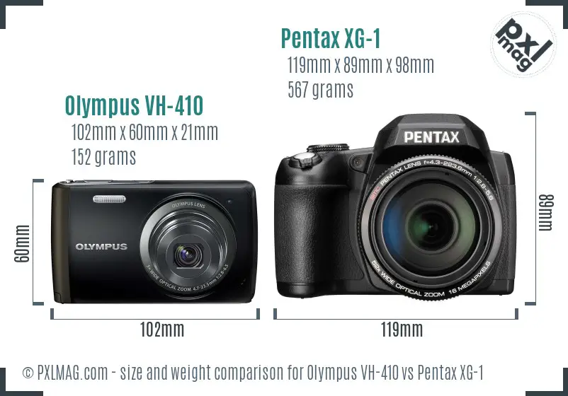 Olympus VH-410 vs Pentax XG-1 size comparison