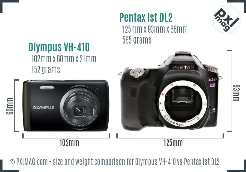 Olympus VH-410 vs Pentax ist DL2 size comparison