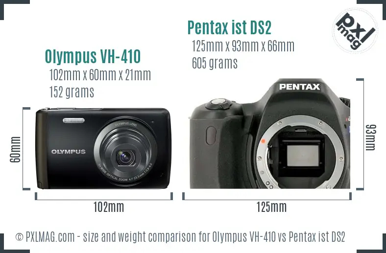 Olympus VH-410 vs Pentax ist DS2 size comparison