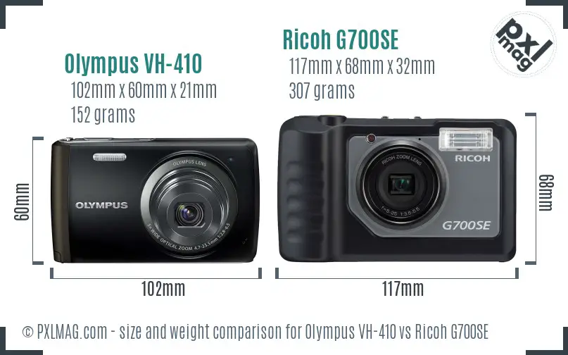 Olympus VH-410 vs Ricoh G700SE size comparison