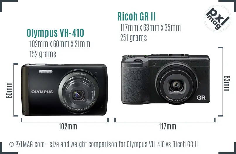 Olympus VH-410 vs Ricoh GR II size comparison