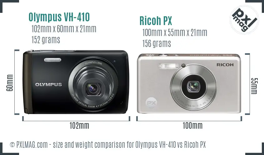 Olympus VH-410 vs Ricoh PX size comparison