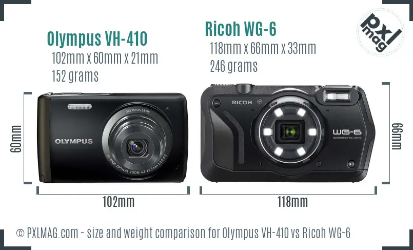Olympus VH-410 vs Ricoh WG-6 size comparison Olympus VH-410 vs Ricoh WG-6 size comparison