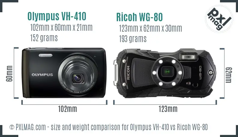 Olympus VH-410 vs Ricoh WG-80 size comparison Olympus VH-410 vs Ricoh WG-80 size comparison