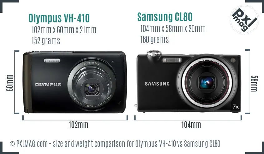 Olympus VH-410 vs Samsung CL80 size comparison