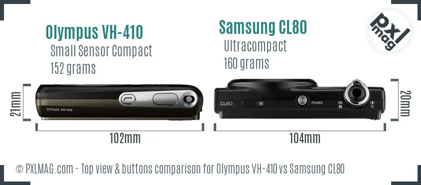 Olympus VH-410 vs Samsung CL80 top view buttons comparison