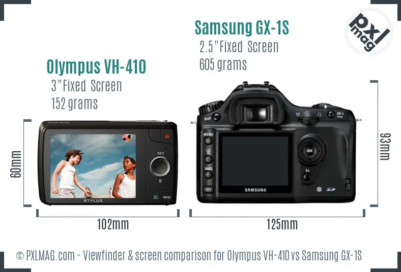 Olympus VH-410 vs Samsung GX-1S Screen and Viewfinder comparison