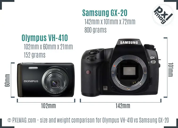 Olympus VH-410 vs Samsung GX-20 size comparison