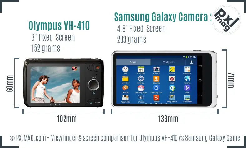 Olympus VH-410 vs Samsung Galaxy Camera 2 Screen and Viewfinder comparison