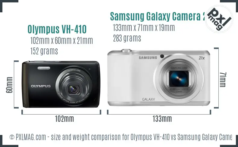 Olympus VH-410 vs Samsung Galaxy Camera 2 size comparison