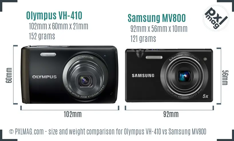 Olympus VH-410 vs Samsung MV800 size comparison