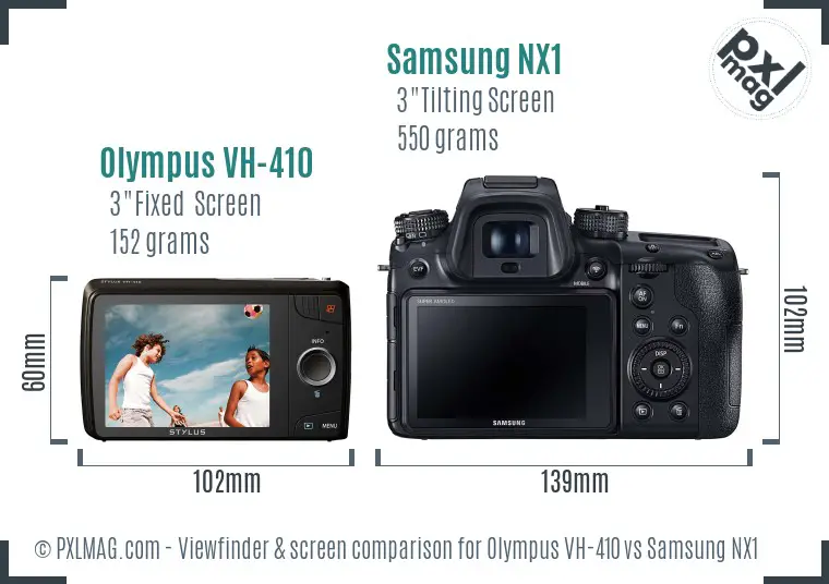 Olympus VH-410 vs Samsung NX1 Screen and Viewfinder comparison
