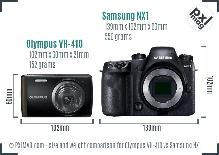 Olympus VH-410 vs Samsung NX1 size comparison