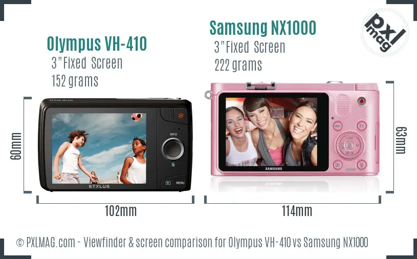 Olympus VH-410 vs Samsung NX1000 Screen and Viewfinder comparison