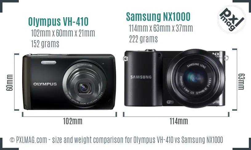 Olympus VH-410 vs Samsung NX1000 size comparison