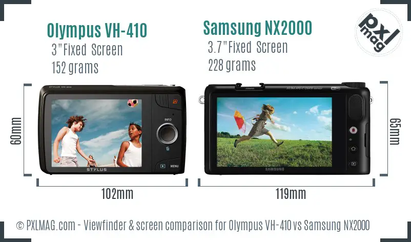 Olympus VH-410 vs Samsung NX2000 Screen and Viewfinder comparison