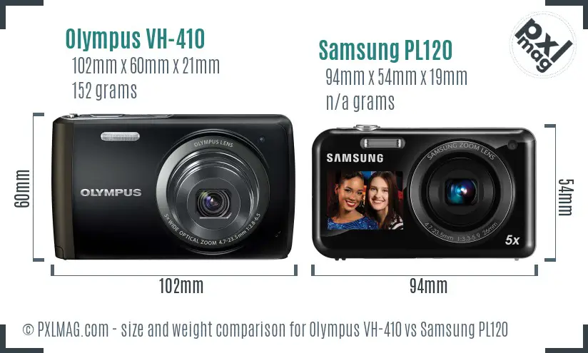 Olympus VH-410 vs Samsung PL120 size comparison