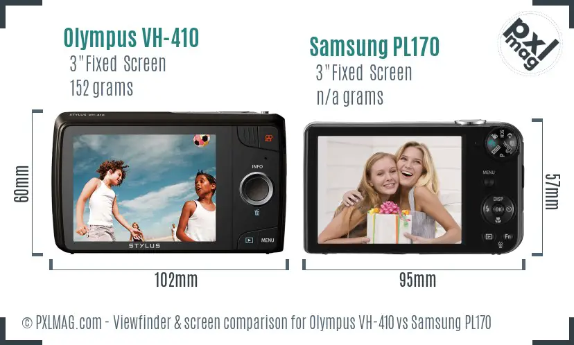 Olympus VH-410 vs Samsung PL170 Screen and Viewfinder comparison