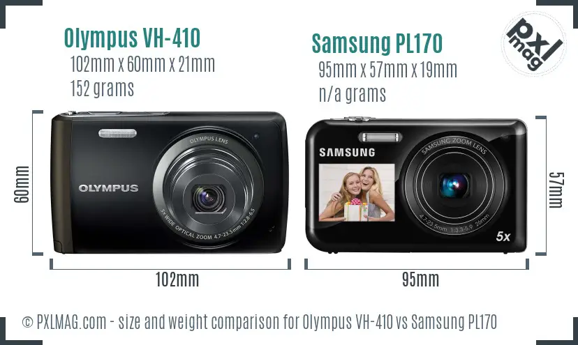 Olympus VH-410 vs Samsung PL170 size comparison Olympus VH-410 vs Samsung PL170 size comparison