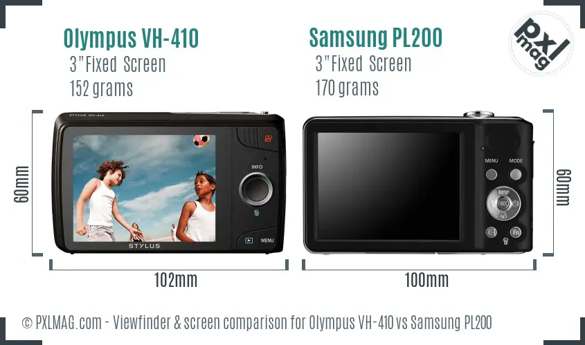 Olympus VH-410 vs Samsung PL200 Screen and Viewfinder comparison Olympus VH-410 vs Samsung PL200 Screen and Viewfinder comparison