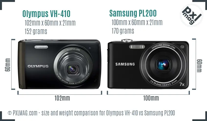 Olympus VH-410 vs Samsung PL200 size comparison Olympus VH-410 vs Samsung PL200 size comparison