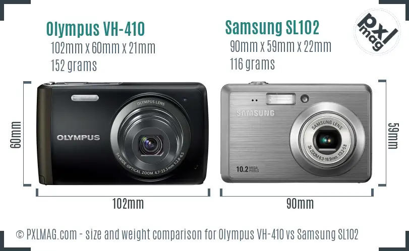 Olympus VH-410 vs Samsung SL102 size comparison Olympus VH-410 vs Samsung SL102 size comparison