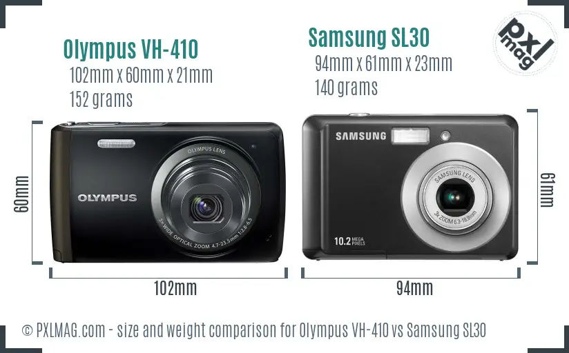 Olympus VH-410 vs Samsung SL30 size comparison Olympus VH-410 vs Samsung SL30 size comparison