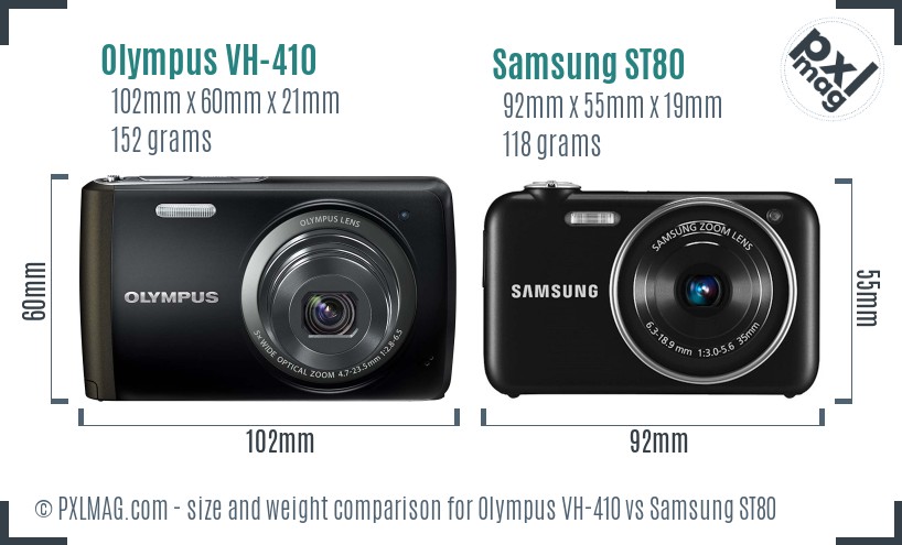 Olympus VH-410 vs Samsung ST80 size comparison