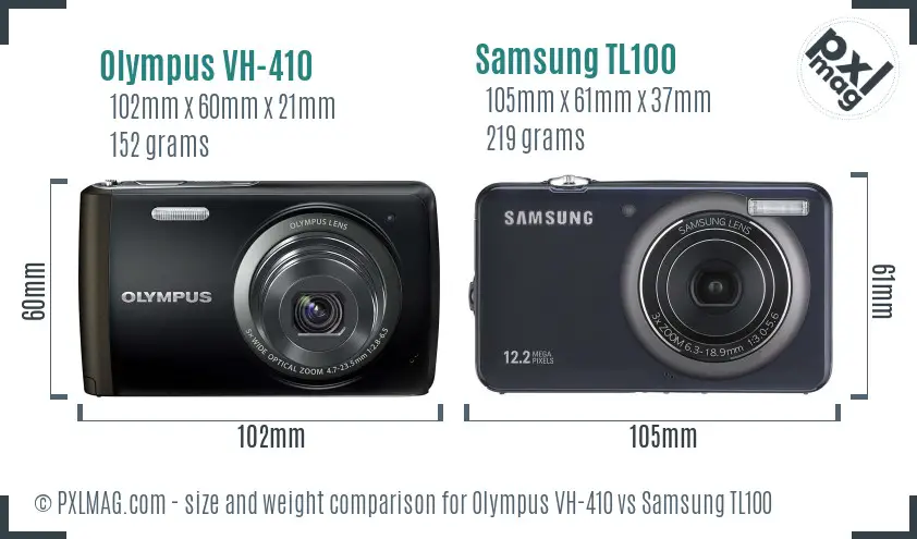 Olympus VH-410 vs Samsung TL100 size comparison
