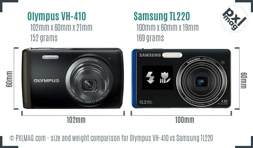 Olympus VH-410 vs Samsung TL220 size comparison Olympus VH-410 vs Samsung TL220 size comparison