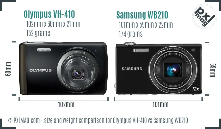 Olympus VH-410 vs Samsung WB210 size comparison