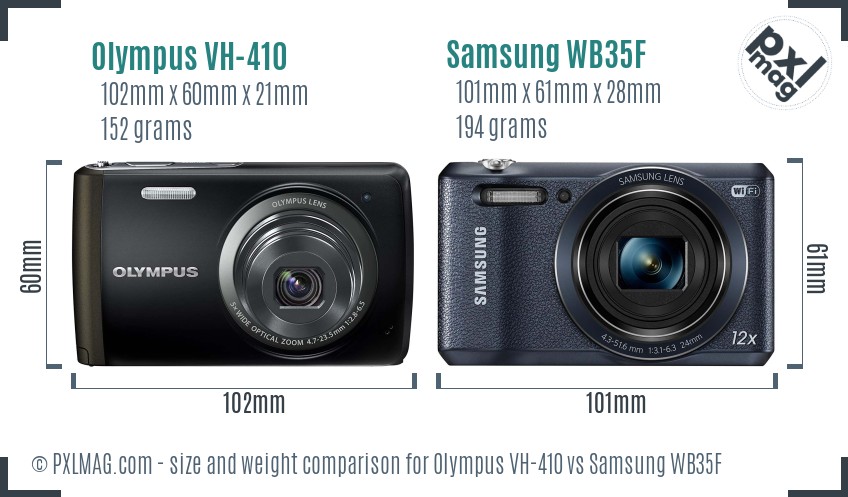 Olympus VH-410 vs Samsung WB35F size comparison