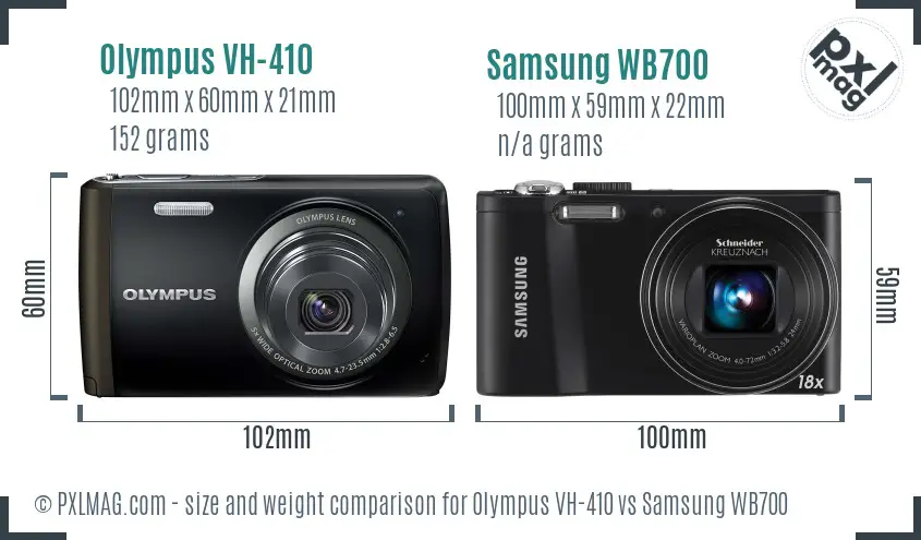 Olympus VH-410 vs Samsung WB700 size comparison