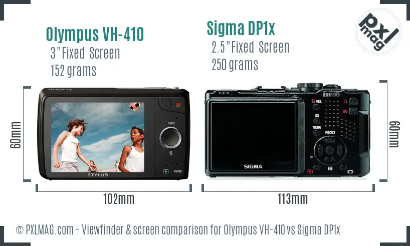 Olympus VH-410 vs Sigma DP1x Screen and Viewfinder comparison