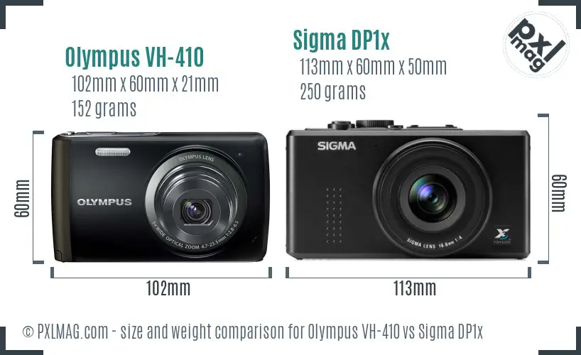 Olympus VH-410 vs Sigma DP1x size comparison
