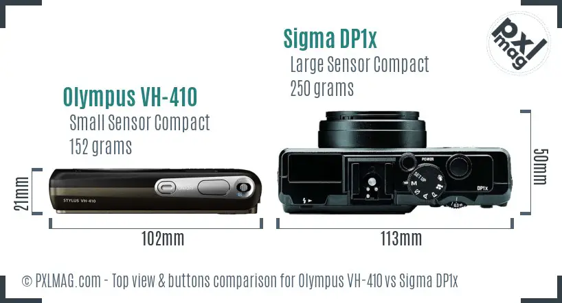 Olympus VH-410 vs Sigma DP1x top view buttons comparison