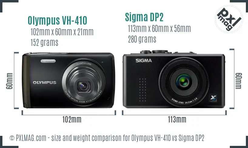 Olympus VH-410 vs Sigma DP2 size comparison