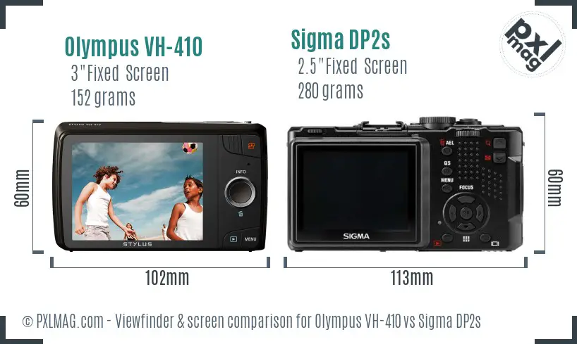 Olympus VH-410 vs Sigma DP2s Screen and Viewfinder comparison