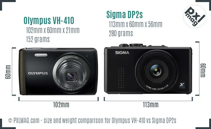 Olympus VH-410 vs Sigma DP2s size comparison